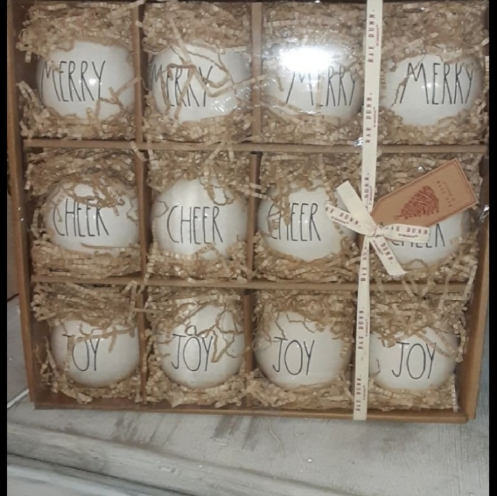 Rae Dunn White Holiday Ornaments